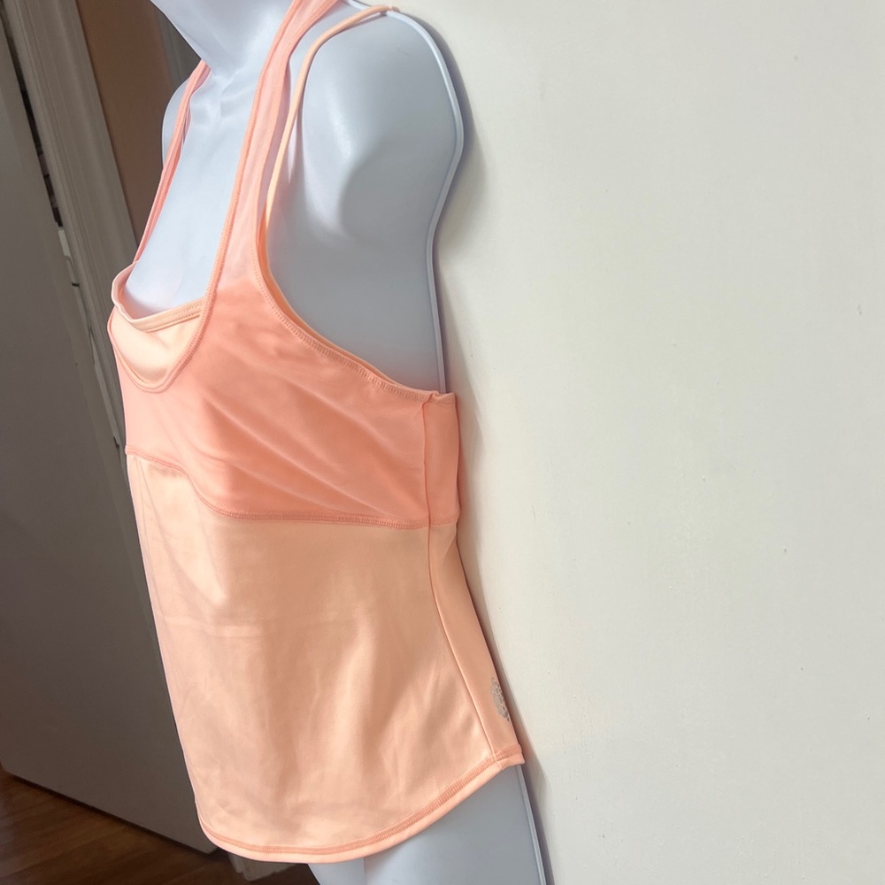 FP movement Orange Tank Top with a mesh halter overlay on the chest, Sz. XL - Picture 6 of 11